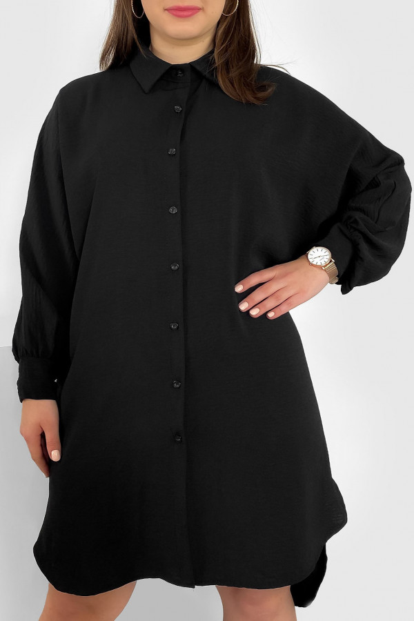 Koszula tunika plus size w kolorze czarnym sukienka oversize guziki Enia 2