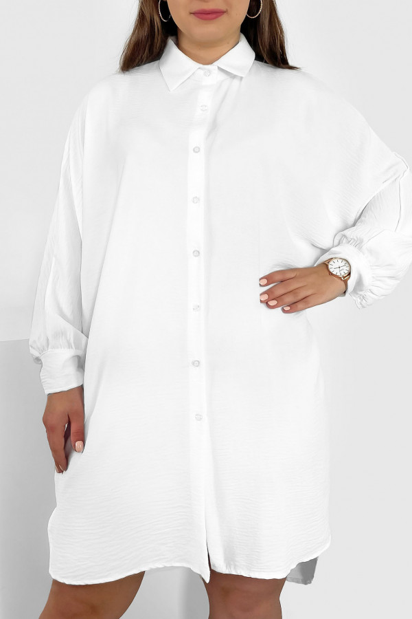Koszula tunika plus size w kolorze białym sukienka oversize guziki Enia 2