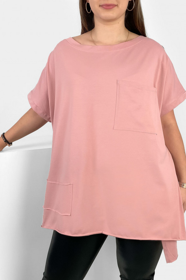 Bluzka oversize w kolorze pudrowym dłuższy tył kieszeń Tanisha 2