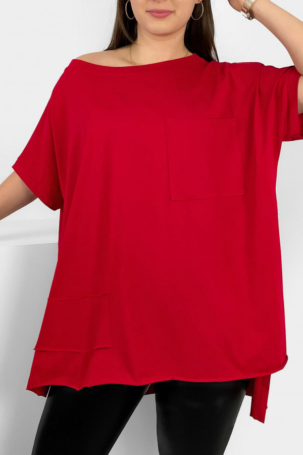 Bluzka oversize w kolorze czerwonym dłuższy tył kieszeń Tanisha 2