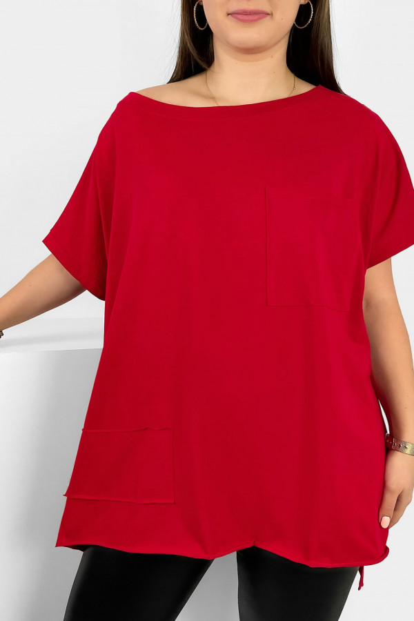 Bluzka oversize w kolorze czerwonym dłuższy tył kieszeń Tanisha 1