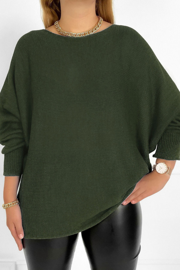Sweter damski w kolorze khaki nietoperz oversize Sheri