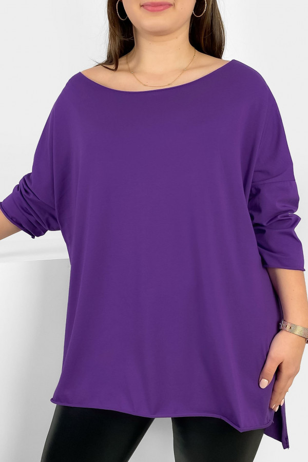 Tunika bluzka damska w kolorze fioletowym oversize dłuższy tył gładka Gessa