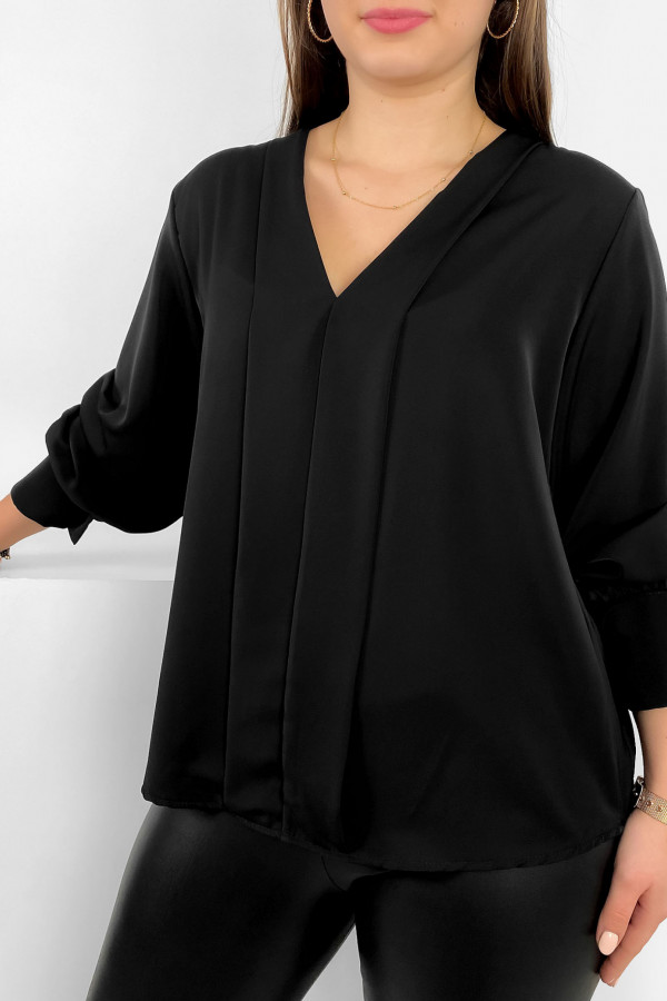 Elegancka bluzka koszulowa w kolorze czarnym ozdobna pliska Gemma 1