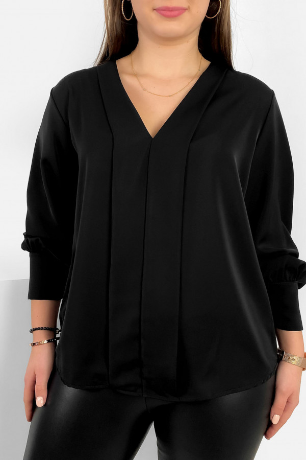 Elegancka bluzka koszulowa w kolorze czarnym ozdobna pliska Gemma 2