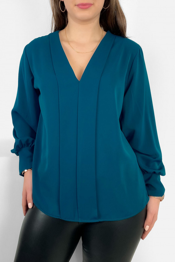 Elegancka bluzka koszulowa w kolorze morskim ozdobna pliska Gemma 1