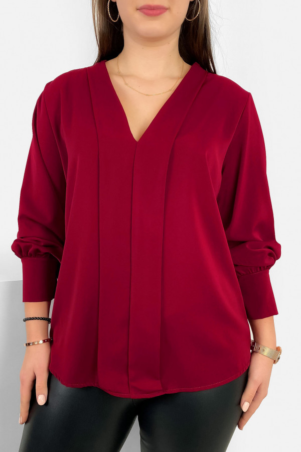 Elegancka bluzka koszulowa w kolorze bordowym ozdobna pliska Gemma 2