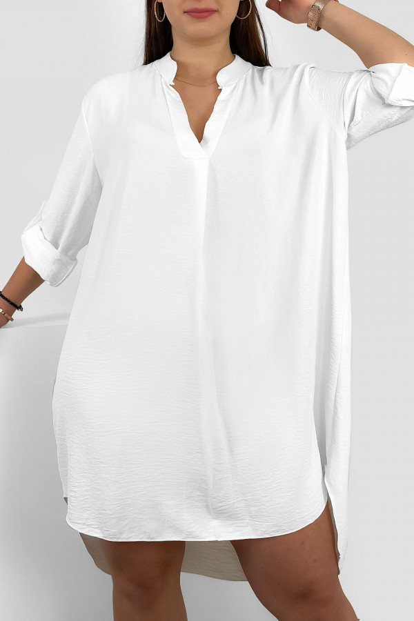 Koszula tunika plus size w kolorze białym sukienka z dłuższym tyłem Taylor 2
