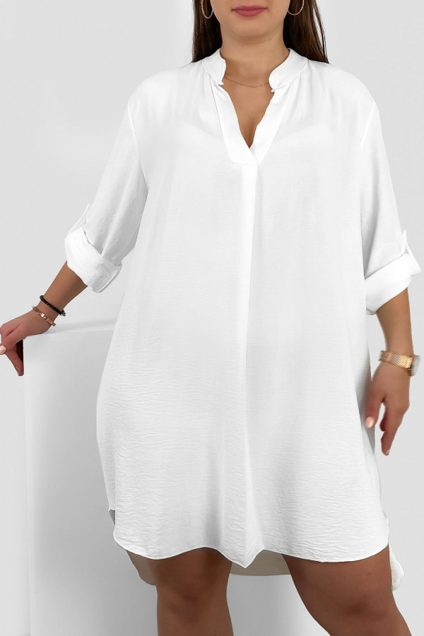 Koszula tunika plus size w kolorze białym sukienka z dłuższym tyłem Taylor 1