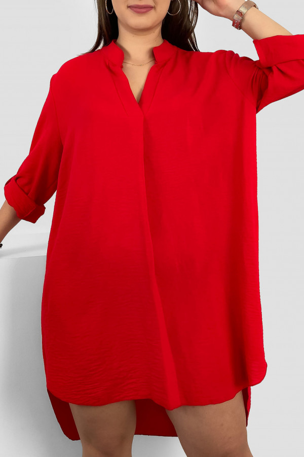 Koszula tunika plus size w kolorze czerwonym sukienka z dłuższym tyłem Taylor 1