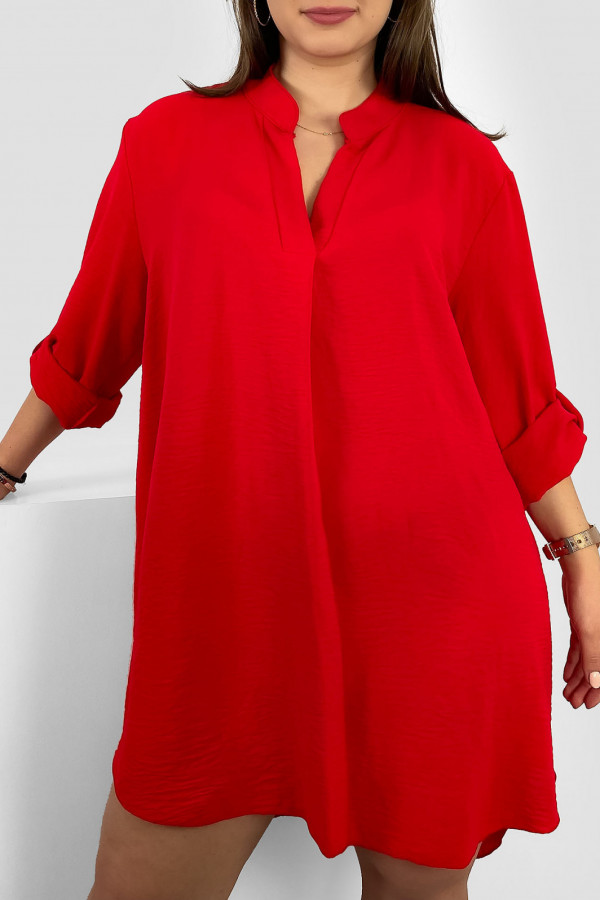 Koszula tunika plus size w kolorze czerwonym sukienka z dłuższym tyłem Taylor 2