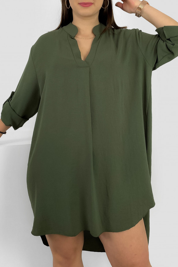 Koszula tunika plus size w kolorze khaki sukienka z dłuższym tyłem Taylor 2