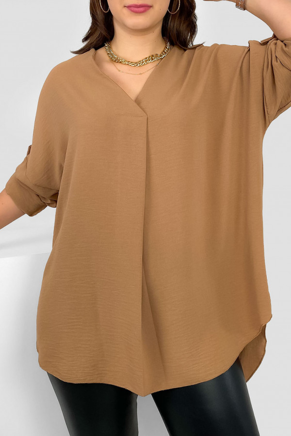 Elegancka bluzka oversize koszula w kolorze latte podpinany rękaw Klee 2