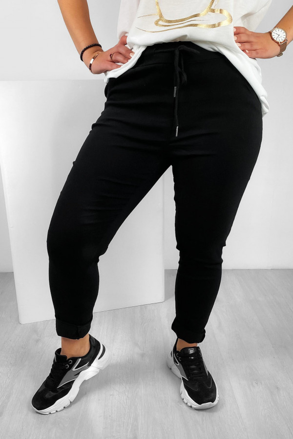 Spodnie damskie w kolorze czarnym z kieszeniami Hacer
