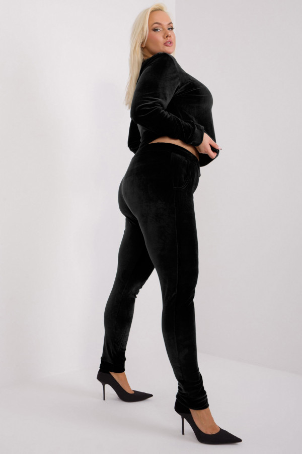 Dres damski welurowy w kolorze czarnym komplet spodnie i bluza Imoggin 4