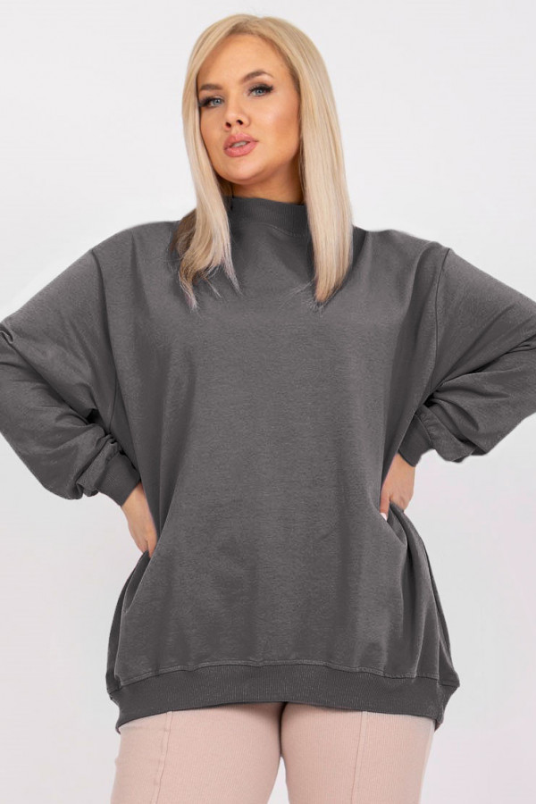 Bluza damska plus size w kolorze grafitowym oversize basic Ravena