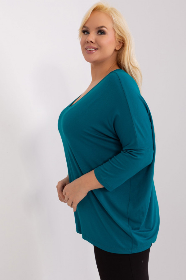 Bluzka damska plus size w kolorze morskim niebieskim oversize w serek Alita 2