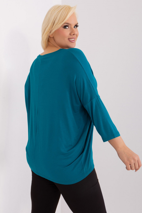 Bluzka damska plus size w kolorze morskim niebieskim oversize w serek Alita 5