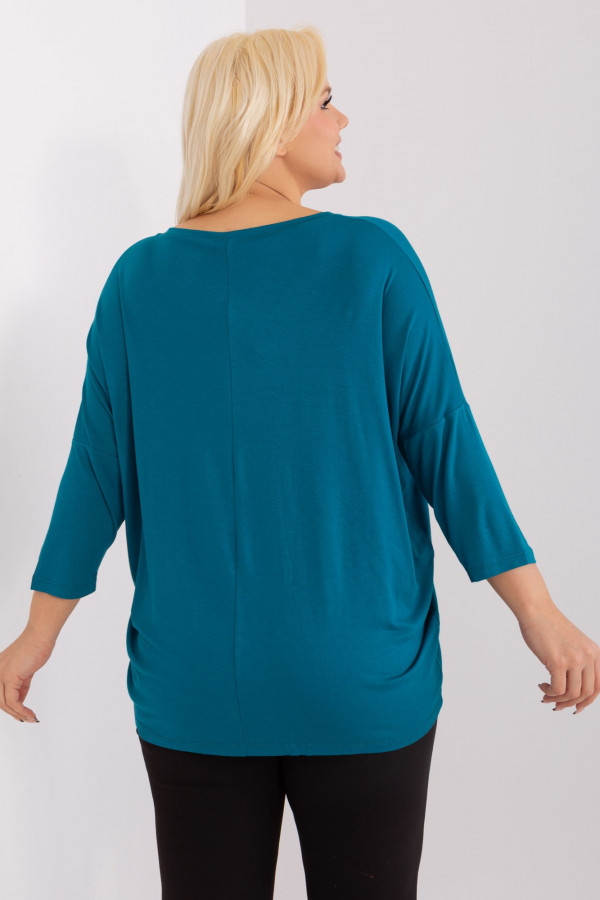 Bluzka damska plus size w kolorze morskim niebieskim oversize w serek Alita 4