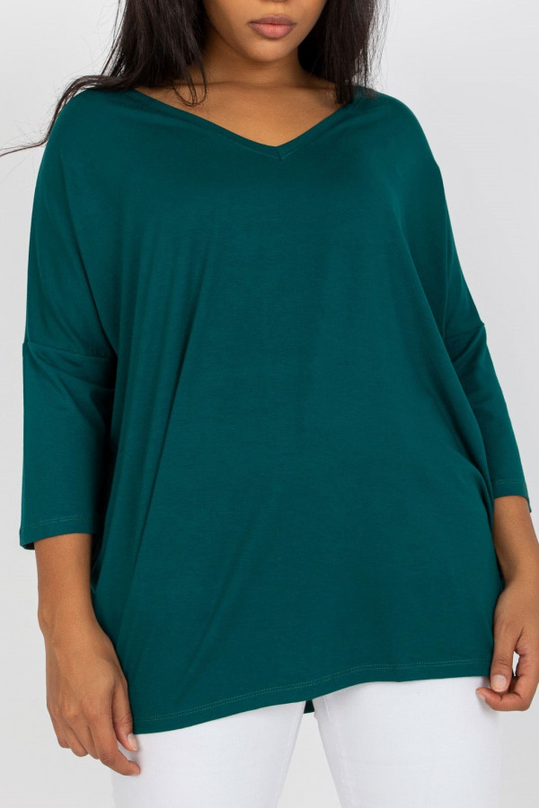 Bluzka damska plus size w kolorze zieleni morskiej oversize w serek Alita