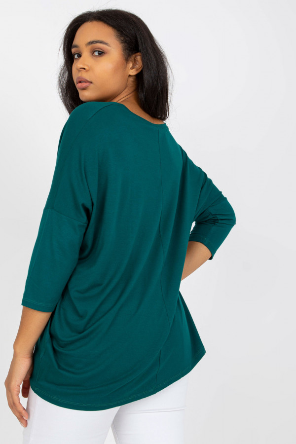 Bluzka damska plus size w kolorze zieleni morskiej oversize w serek Alita 2