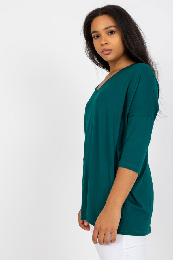 Bluzka damska plus size w kolorze zieleni morskiej oversize w serek Alita 4