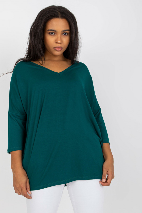 Bluzka damska plus size w kolorze zieleni morskiej oversize w serek Alita 3