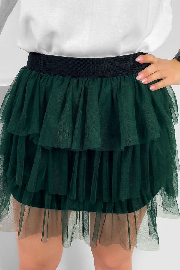 Krótka spódniczka mini tiul w kolorze butelkowej zieleni Darri