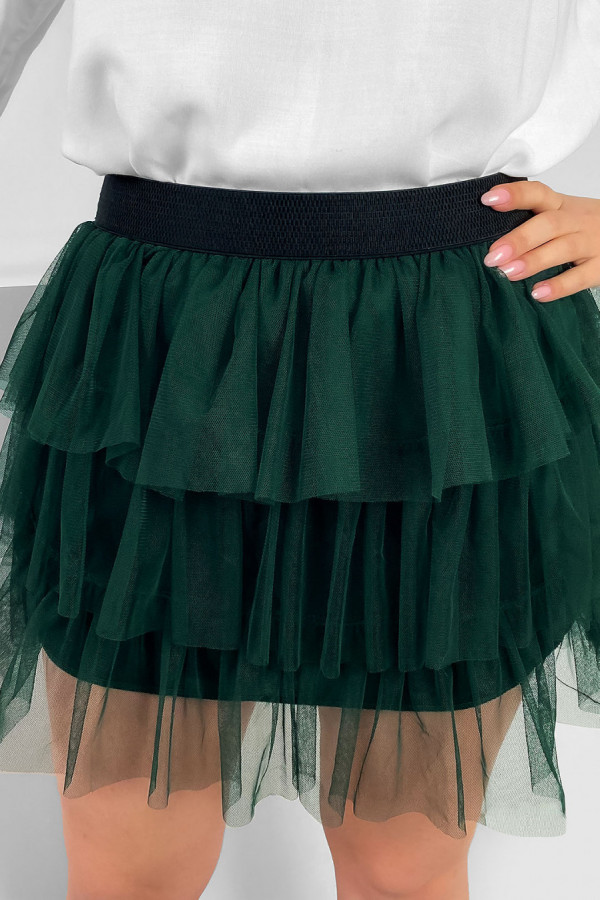Krótka spódniczka mini tiul w kolorze butelkowej zieleni Darri 1