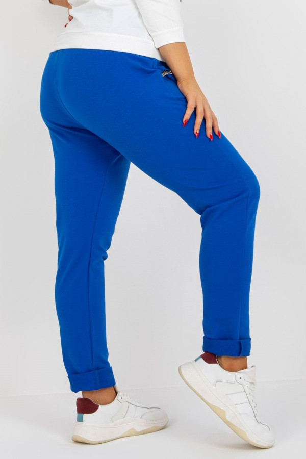 Spodnie dresowe damskie w kolorze kobaltowym plus size basic lucky