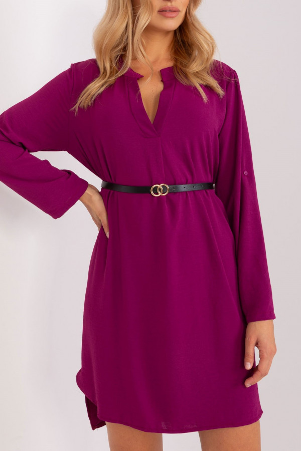 Sukienka koszula w kolorze magenta z dłuższym tyłem sally