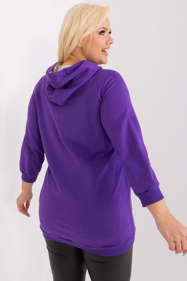 Bluza damska plus size kangurka w kolorze fioletowym z kapturem Laylla 5