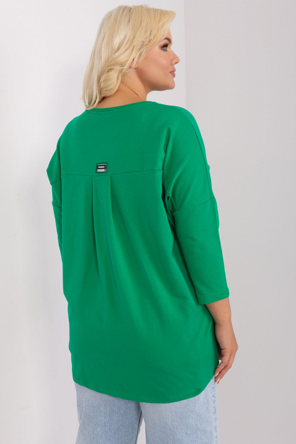 Bluza bluzka damska oversize nietoperz w kolorze zielonym duża kieszeń napisy 3