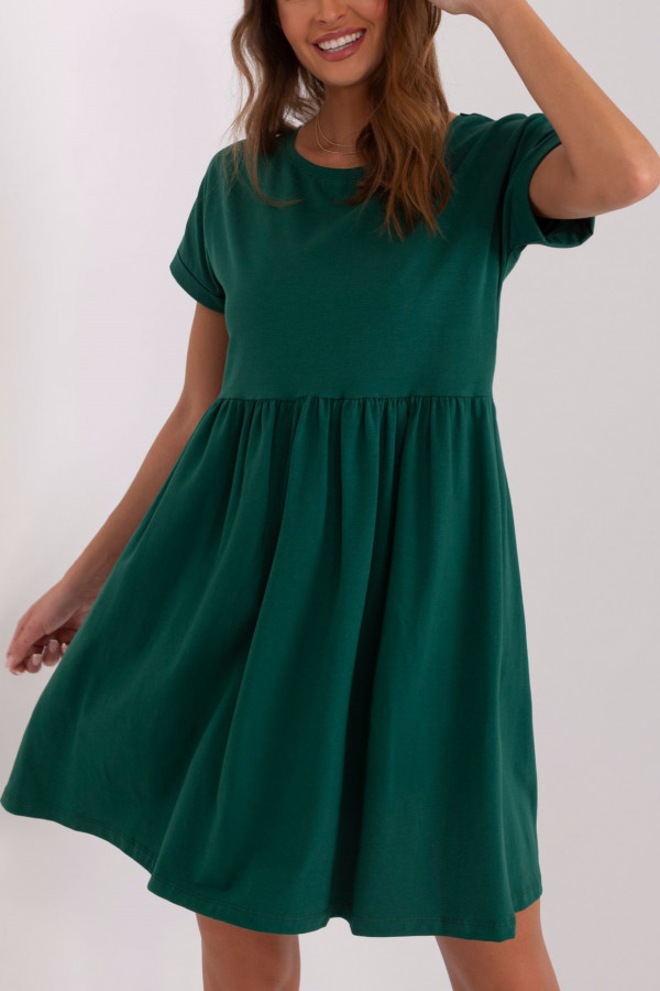 Sukienka w kolorze zielonej butelki z krótkim rękawem ideal Wega