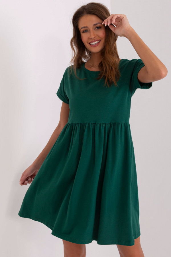 Sukienka w kolorze zielonej butelki z krótkim rękawem ideal Wega 2