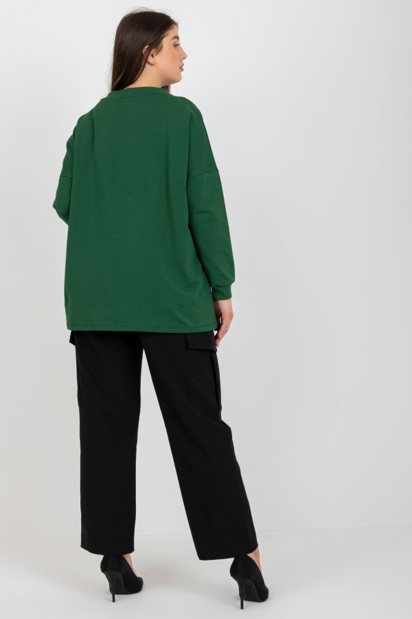 Bluza damska plus size w kolorze butelkowej zieleni naszyte kieszenie Sami 3