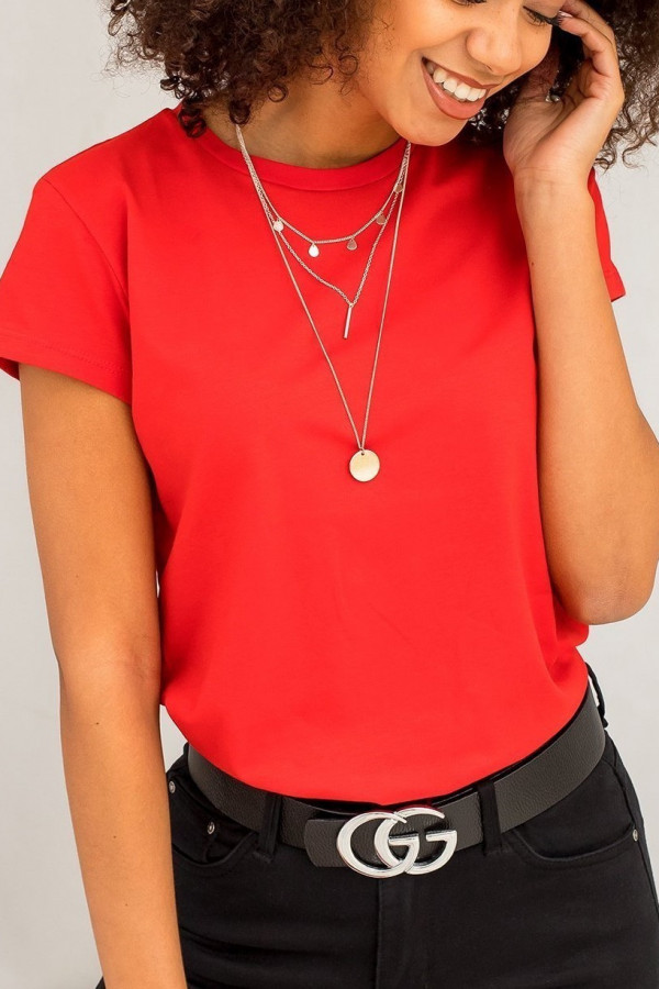 T-shirt damski w kolorze czerwonym klasyczny basic Vera