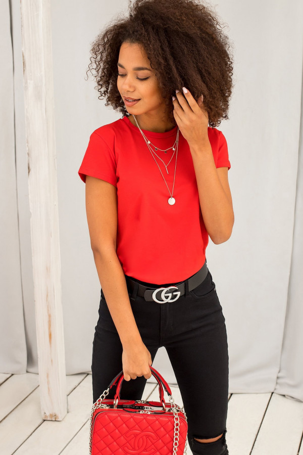 T-shirt damski w kolorze czerwonym klasyczny basic Vera 4