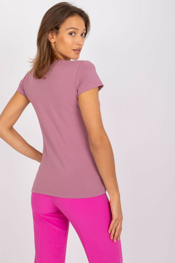 T-shirt damski w kolorze brudnego różu klasyczny basic Vera 5