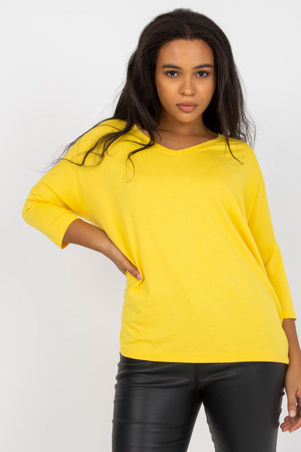 Bluzka damska plus size w kolorze żółtym oversize w serek Alita 3