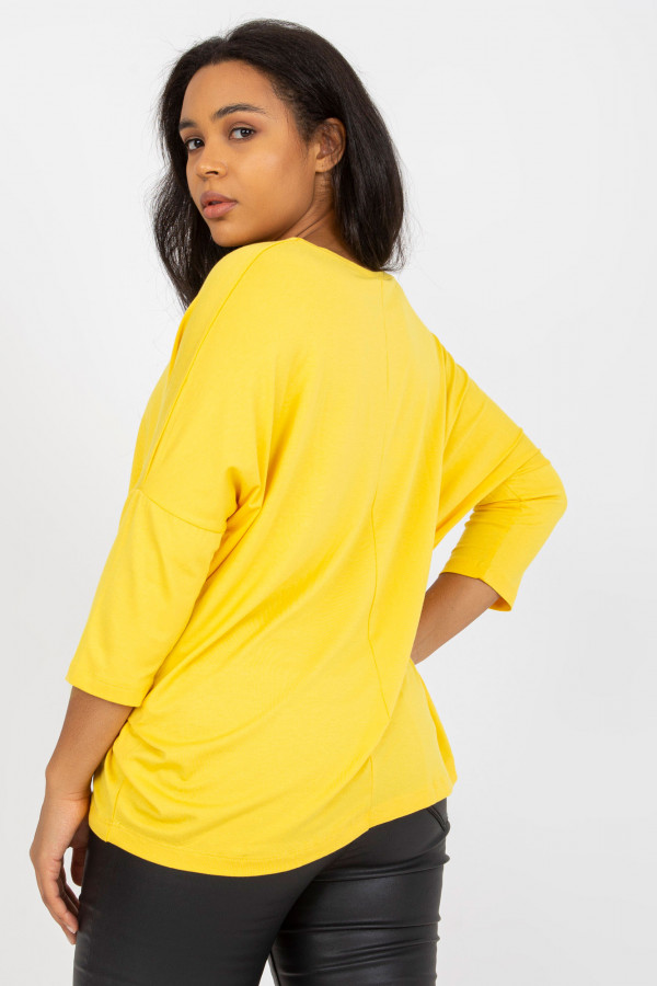 Bluzka damska plus size w kolorze żółtym oversize w serek Alita 2