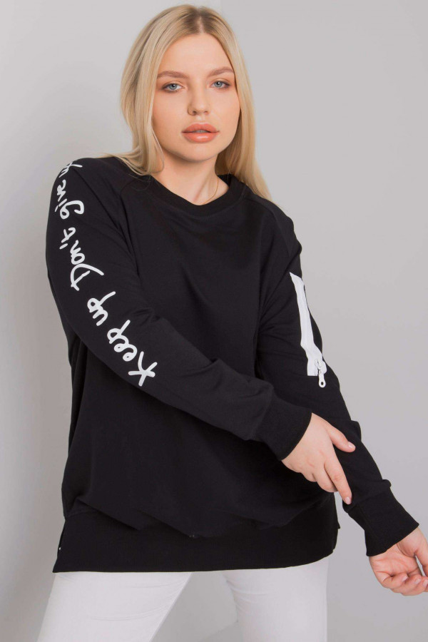 Stylowa bluza damska plus size w kolorze czarnym zamek print Alison 3