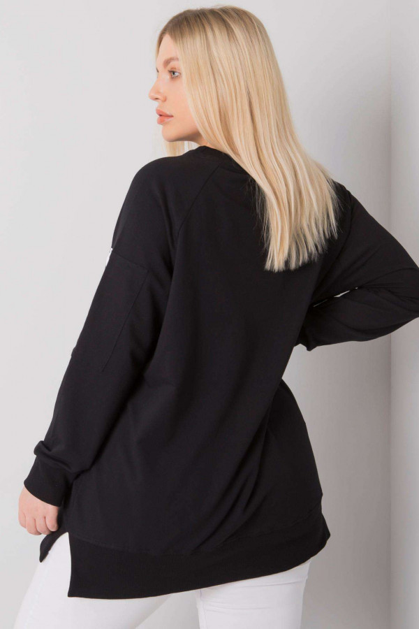 Stylowa bluza damska plus size w kolorze czarnym zamek print Alison 4