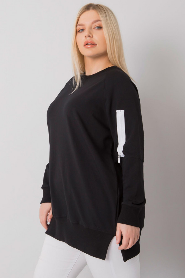 Stylowa bluza damska plus size w kolorze czarnym zamek print Alison 5