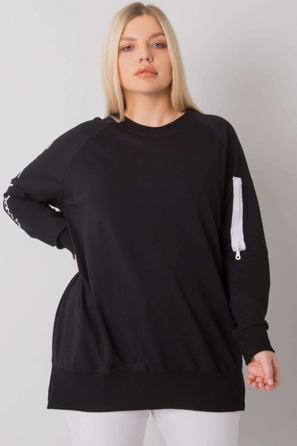 Stylowa bluza damska plus size w kolorze czarnym zamek print Alison 2
