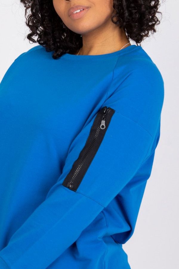 Stylowa bluza damska plus size w kolorze chabrowym zamek print Alison 6