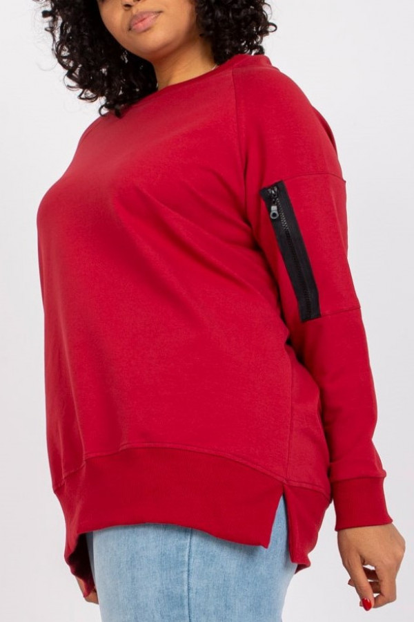 Stylowa bluza damska plus size w kolorze czerwonym zamek print Alison