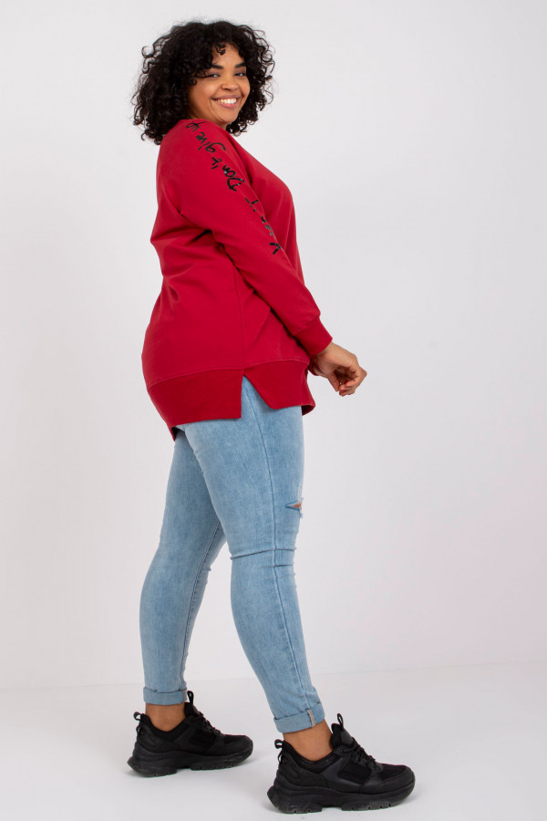 Stylowa bluza damska plus size w kolorze czerwonym zamek print Alison 3