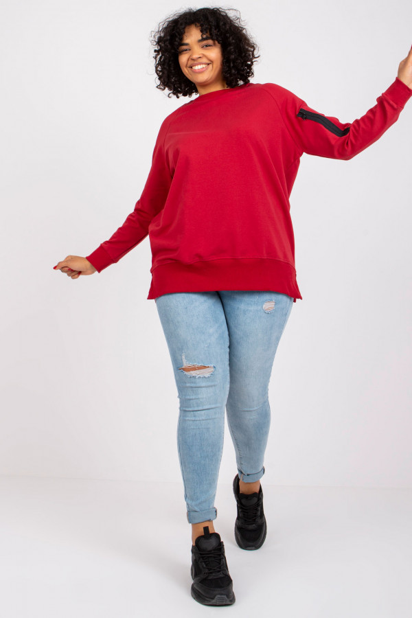 Stylowa bluza damska plus size w kolorze czerwonym zamek print Alison 1