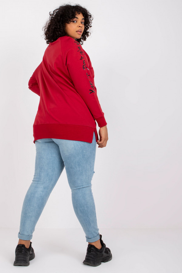 Stylowa bluza damska plus size w kolorze czerwonym zamek print Alison 4